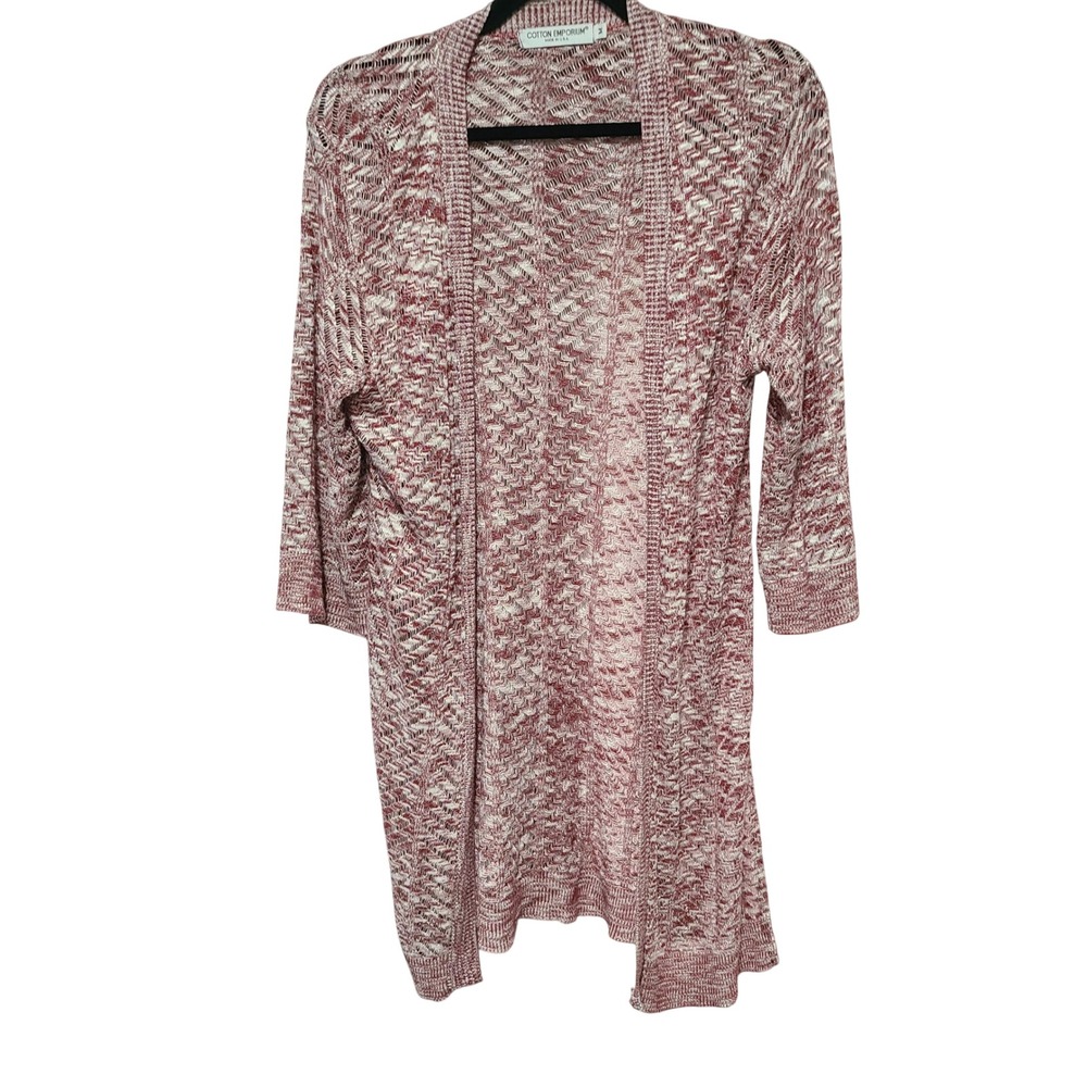 Cotton Emporium Womens Medium Rose Pink Chevron Open Front Cardigan USA
